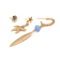 2018 Trendy Design Gold Hoop Earring Starfish Pendant Asymmetric Stud Earrings